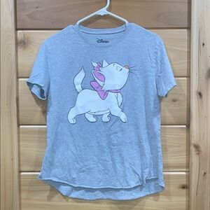 Disney Gray Tee with Cat and Pink Bow
